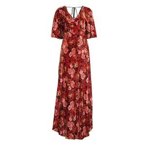 $565 NWT Johnny Was Alanis Dress S Small Floral Print Velvet Kimono Sleeve Maxi